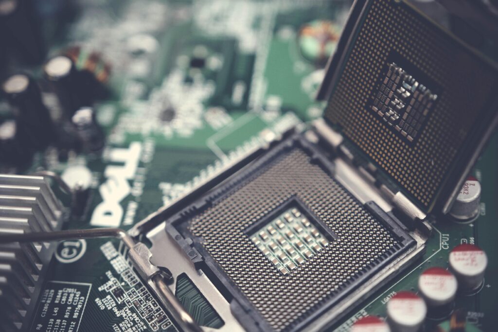 Close-up of a semiconductor chip